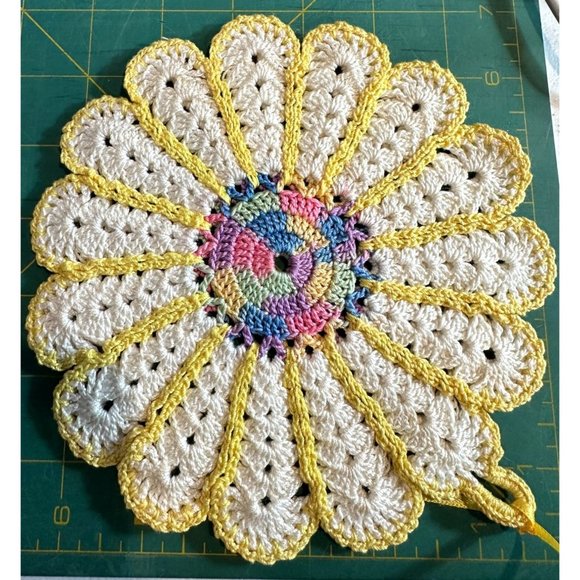 Handmade Crocheted Doilies Two Multiple Colors Table Decor Accents Powder Room - Picture 1 of 8
